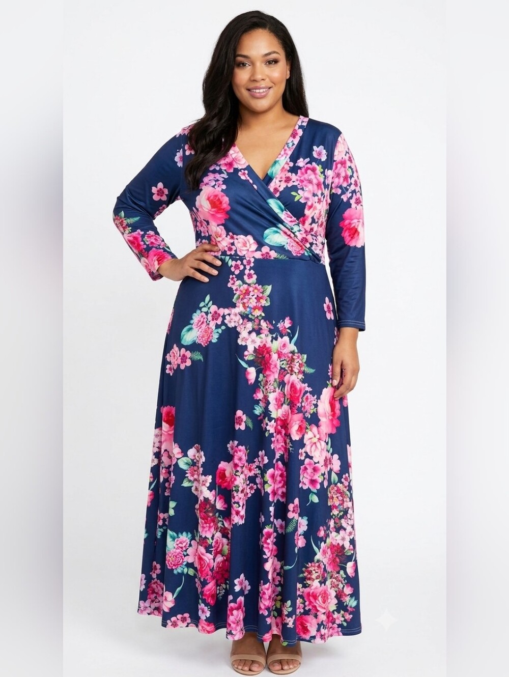She's  Navy Blue Floral Maxi Dress Size 20 NWT
